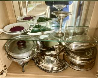 Sterling silver compote, silver plate hollow ware