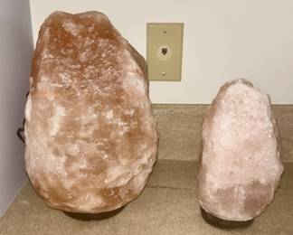 Two salt stone lamps