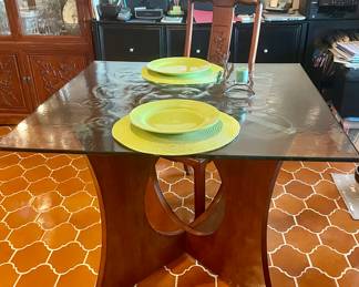 MCM Mid Century Modern table with glass top