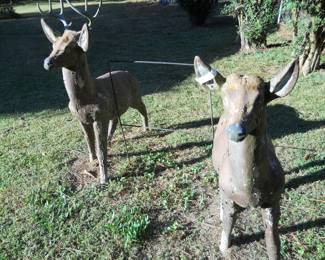 Pair life size concrete deer