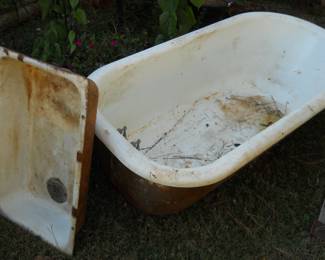 Cast iron bathtub and cast iron sink