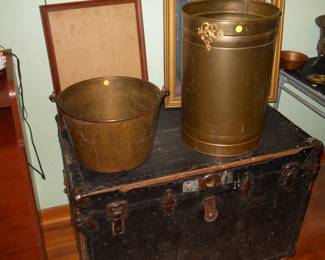 Brass & Co items, nice old trunk