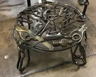 Industrial steampunk welded table made of wrenches. One-of-a-kind art piece by metal artist, Stephen C. Malone.