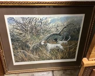 “A Splendid Covey” Lithograph by Herb Booth.  Signed and numbered Limited Edition 61/600. Classic 1978 Quail hunting in South Texas. 
