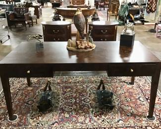 Matched walnut veneer desk.