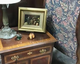 Vintage Drexel Chippendale cross banded mahogany side table from the 18th century line