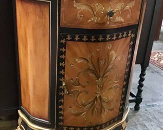 Hand painted Fleur de Lis demilune table