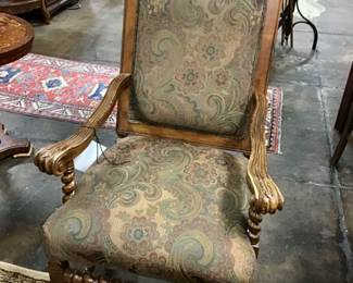 Antique Jacobean throne chair.