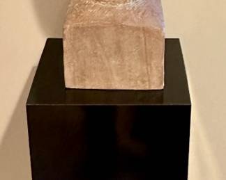 Arist: Austin Productions, after Amedeo Magdigliani. Title: Tete' de Femme, Year: 1961-1963 in Medium Terracotta. Reproduction of original impressionist and Modern Art circa 1911 by Amedeo Magdigliani in Clay. The Original Limestone Sculpture by Magdigliani was offered by Christies at $30MM - 40MM.. Shown with Black Column used as the stand for the Tete' de Femme included with the Sculpture.