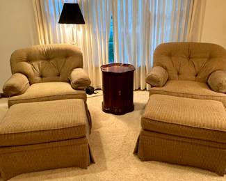 Pair of Sherrill Club Chair and Ottomans.