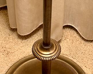 This is a MCM Frederick Cooper Brass Candlestick Floor Lamp with Black Shade