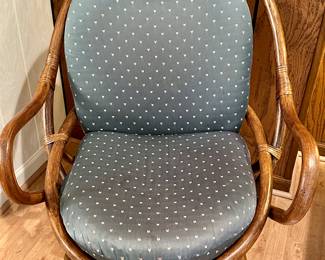 Rattan Style Swivel Rocker with upholstered cushions
