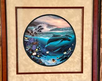 Robert Wyland and Roy Tabora "Whale Waters". Framed by Colbert's of Naperville.