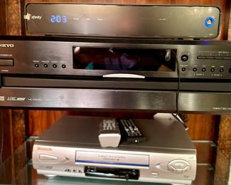 Onkyo 5 Disc CD Changer, Panasonic VCR and Panasonic DVD Player