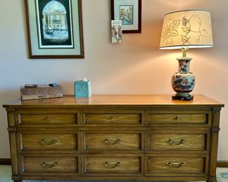 Master Bedroom Suite by White Furniture of North Carolina. Vintage Mid-Century White Furniture Directoire Style Walnut 9 Drawer Chest.