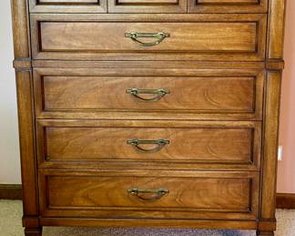 Master Bedroom Suite by White Furniture of North Carolina. Vintage Mid-Century White Furniture Directoire Style Walnut 5 Drawer Tallboy Dresser
