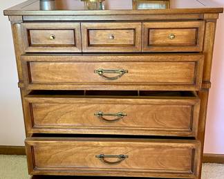 Master Bedroom Suite by White Furniture of North Carolina. Vintage Mid-Century White Furniture Directoire Style Walnut 5 Drawer Tallboy Dresser