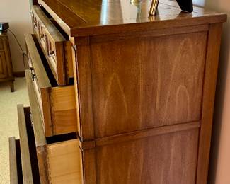 Master Bedroom Suite by White Furniture of North Carolina. Vintage Mid-Century White Furniture Directoire Style Walnut 5 Drawer Tallboy Dresser