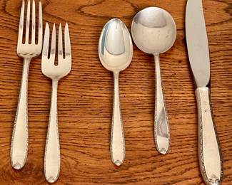 Alvin Sterling Silver Set with 7 Settings (38 pieces) and Silverware Box. Pattern is "Southern Charm" Total weight is 1574 grams or 50 oz.