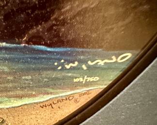 "Warm Tropical Paradise" by Robert Wyland (2002). This is one of Robert Wyland's most cherished. This is a Framed Limited Edition Lithograph on Canvas (Hand Signed and Numbered 103/750) Image Size 28" H x 24" W. Just was re-matted by Colbert's Framing in Naperville. The image is striking. Someone is asking $7,300 on eBay for this piece.