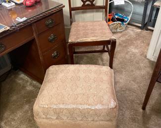 Chair and ottoman. Chair fits well w/ desk.  Ottoman fabric cover matches chair.