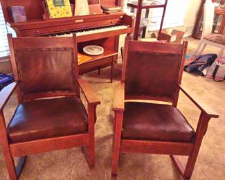 Pair of wonderful wooden rockers..