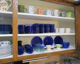Blue glasses, plates and more
