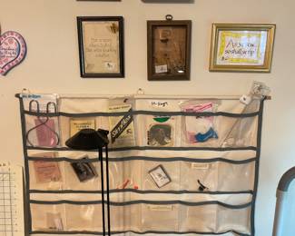 Hanging crafting/sewing unit.  Wall decor