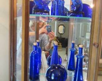 collectible blue glass bottles