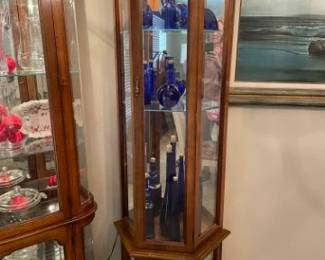 Lighted Display Cabinet with Blue Glass Collection 