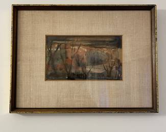 Midcentury Water Color Landscape