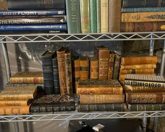 Antique Leather Bound books with Hand Marbled Paper covers