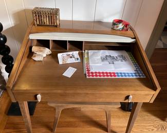 John Van Koerk MCM Roll Top Desk & Stool