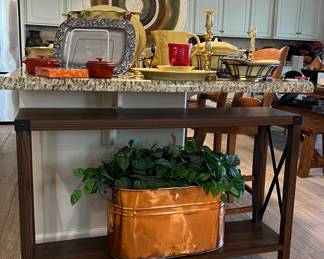 Sofa Table, Copper Pot