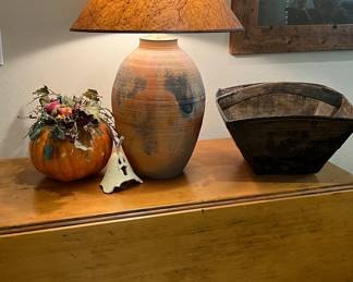 Vintage Dropleaf Table, Table Lamp...