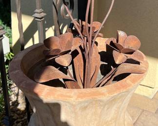 Metal Cactus in Large Pot x 2