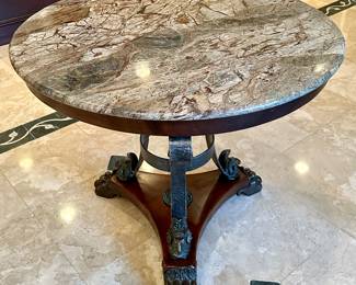 Marble Top Table with Iron Base & Paw Feet