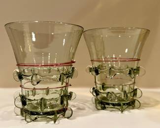 (2) Art Glass Drinking Glasses, Signed 