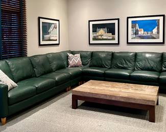 American Leather Sectional Sofa in Emerald Green