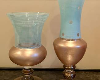 (2) Hothi Art Glass Vases