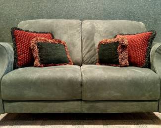 Sage Suede Loveseat with Chrome Feet