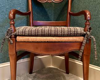Armchair with Rattan Seat & Bird Accents
