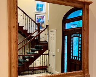 Oversized Carved Oak Foyer Mirror