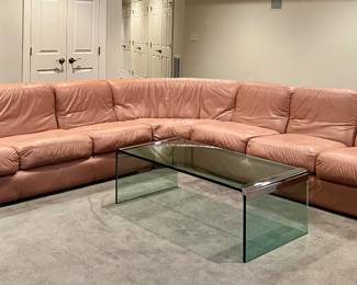 Leather Sectional Sofa, Salmon