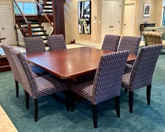Custom Dining Table & (8) Roche Bobois Chairs (with table pads) 