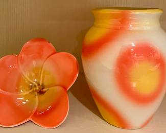 Art Pottery Flower Dish & Vase