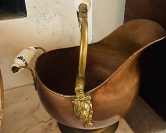 Antique Copper Coal/Ash Scuttle Bucket/Pot