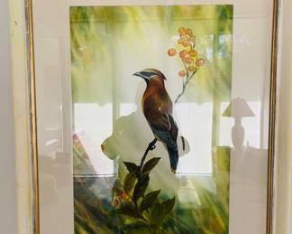 Original Signed Watercolor
"Waxing with Orange Berries "
by Vai Ling Poon