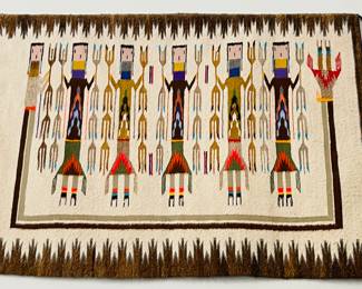 Stunning Mid Century   Hand Woven Navajo Yei be Chei' Rug