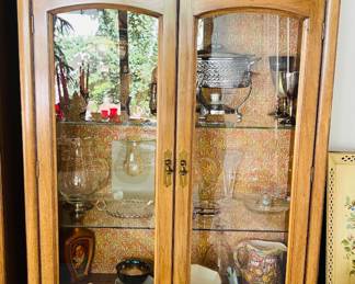 Two Mid Century Lighted  China Cabinet  